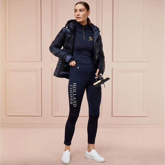HOLLAND COOPER Equestrian Sport Leggings Navy Blue Womens Medium Riding Tights - Picture 1 of 12